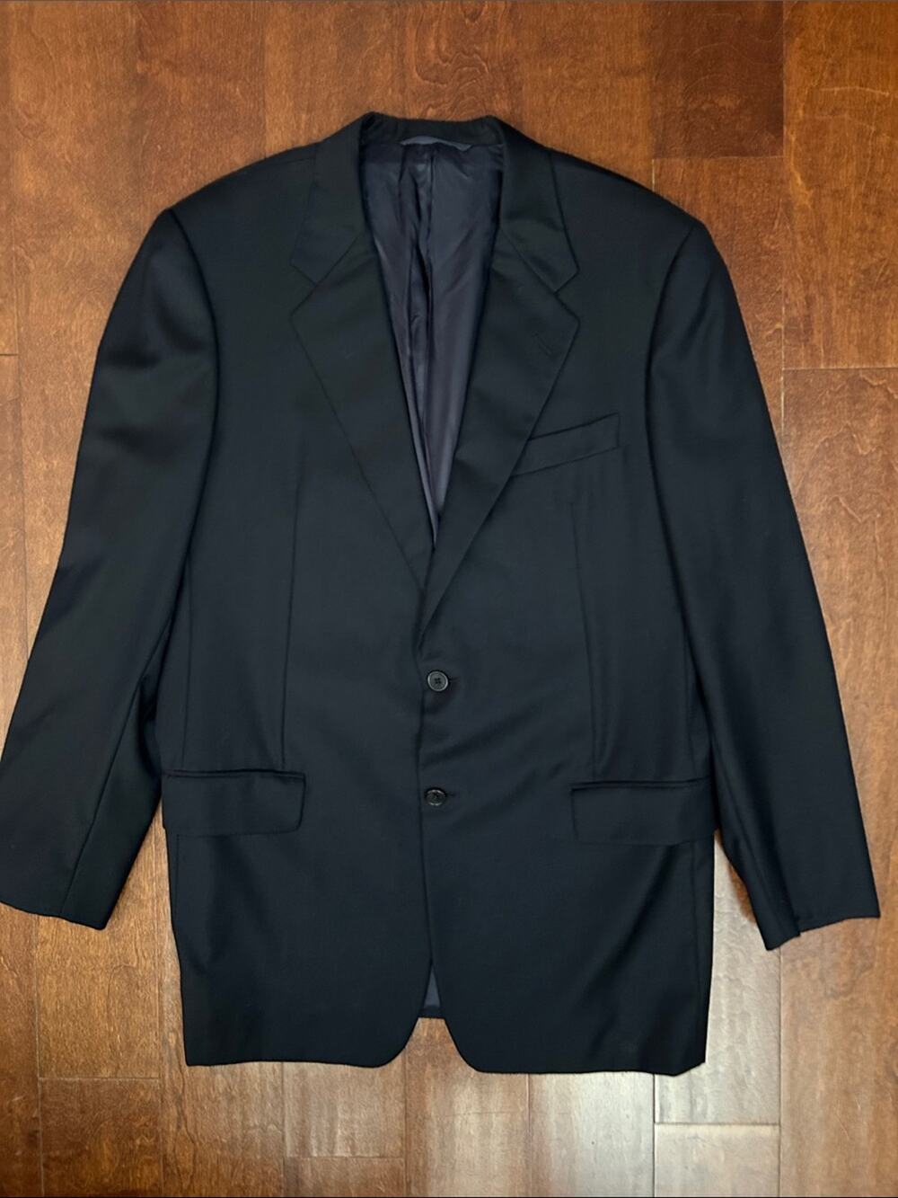Hickey Freeman Men's 100% Wool Black Two-Button Blazer, Size 42L